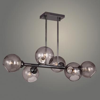 Люстра 210837/6 MATT BK+SMOKY черный/дымчатый 6х40W E27 d850 h350, XLD22 У1